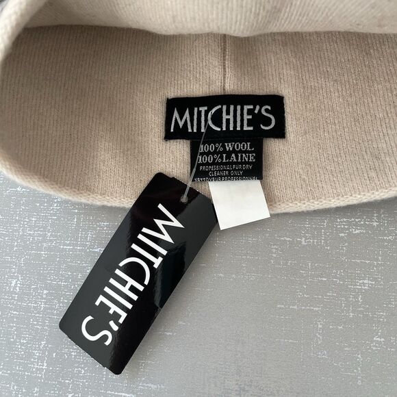 Mitchie's Animal Print Crystal 100% Wool Beanie Winter Hat Fox Fur Pom Pom OS - Picture 5 of 9